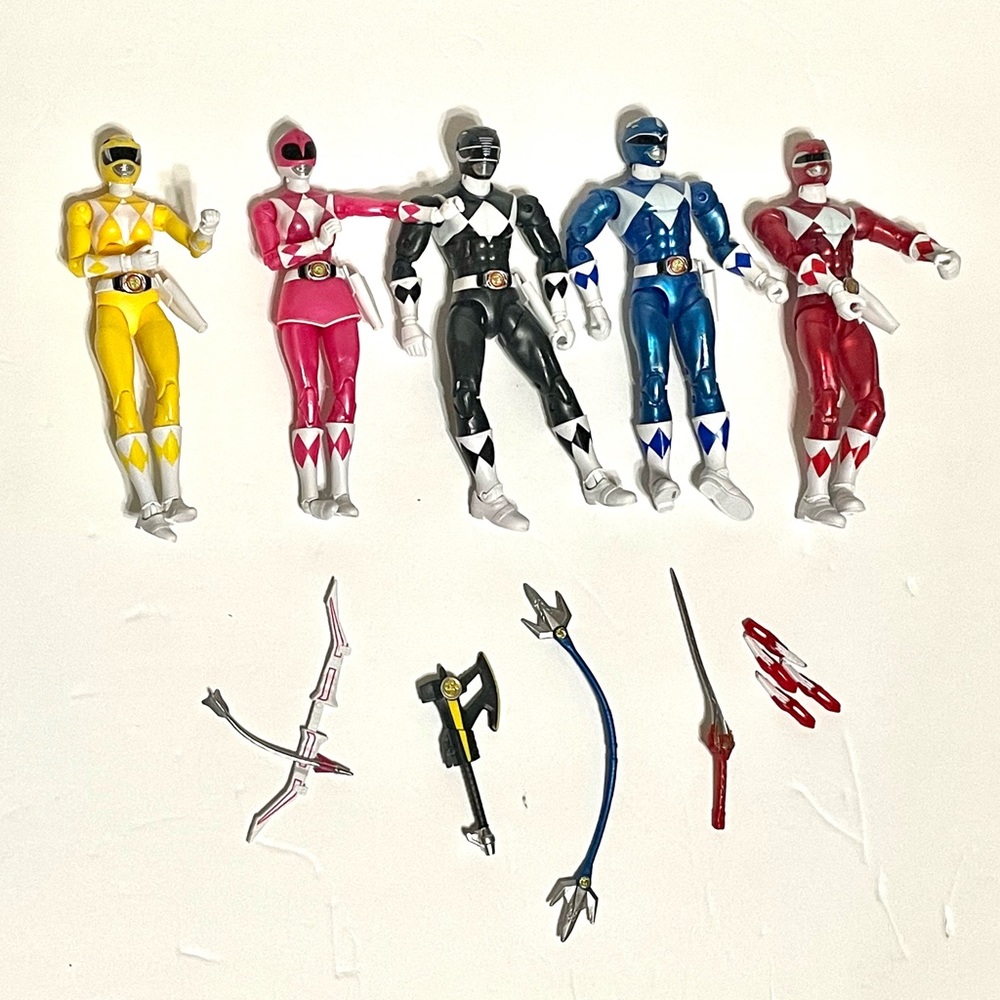 MMPR POWER RANGERS LEGACY COMPLETE METALLIC SET COLLECTION W/ WEAPONS
